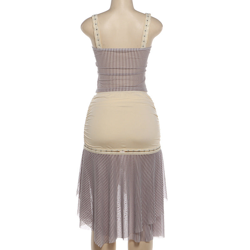 Boho Tiered Ruffle Asymmetric Two-Piece Set