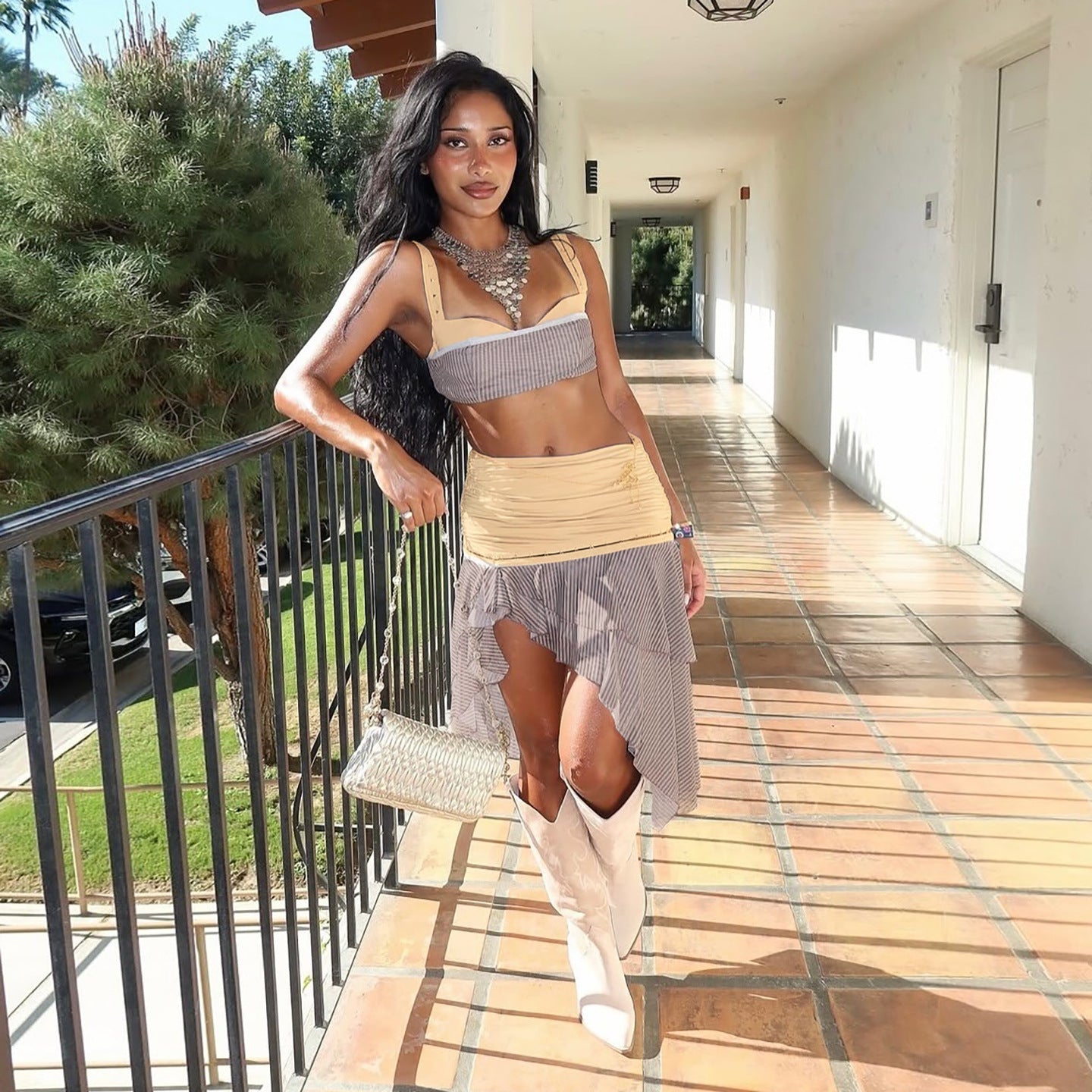 Boho Tiered Ruffle Asymmetric Two-Piece Set