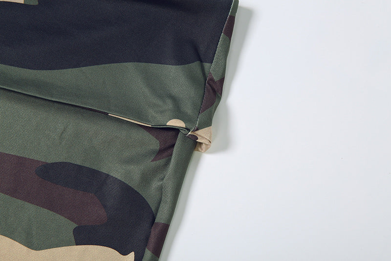 High-Waisted Camouflage Ruched Flare Pants