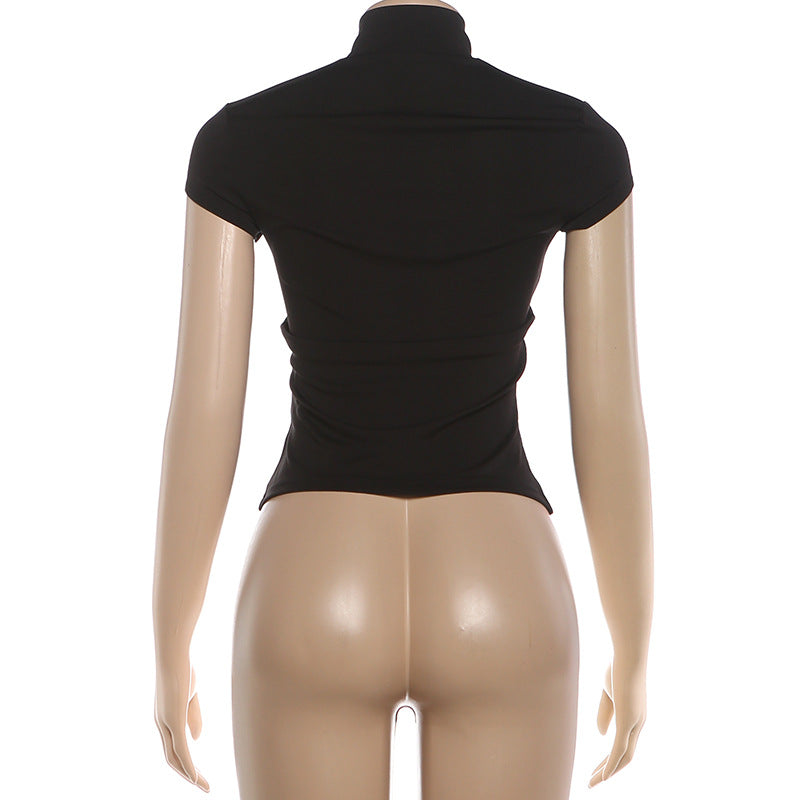 Modern Asymmetric Pearl Button Knit Top