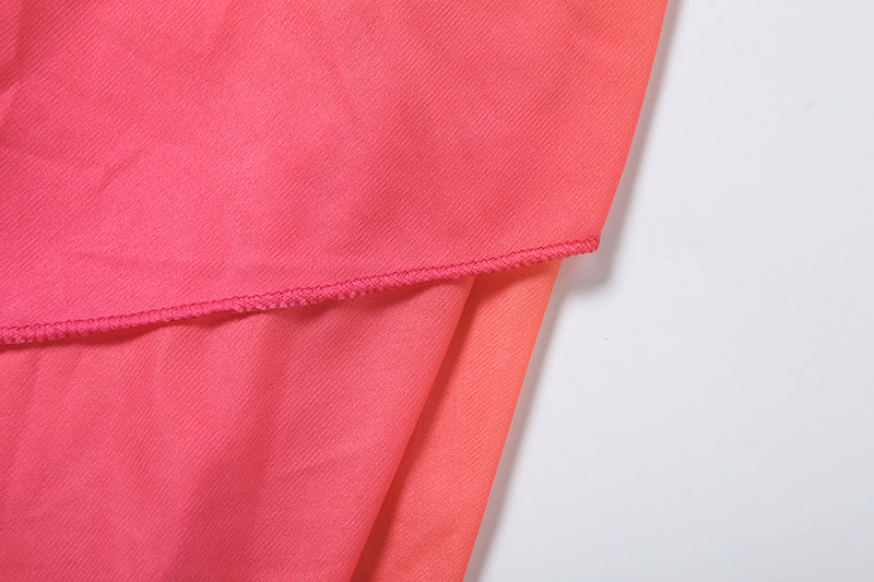 Sunset Pink Chiffon Layered Halter Dress