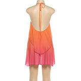 Sunset Pink Chiffon Layered Halter Dress