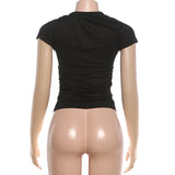 Keyhole Cutout Tie-Front Ruched Top