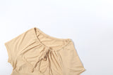 Keyhole Cutout Tie-Front Ruched Top