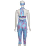 Retro Polka Dot Cutout Halter Jumpsuit