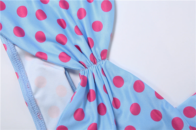 Retro Polka Dot Cutout Halter Jumpsuit