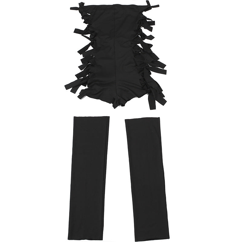 Sultry Strapless Lace-Up Cutout Romper