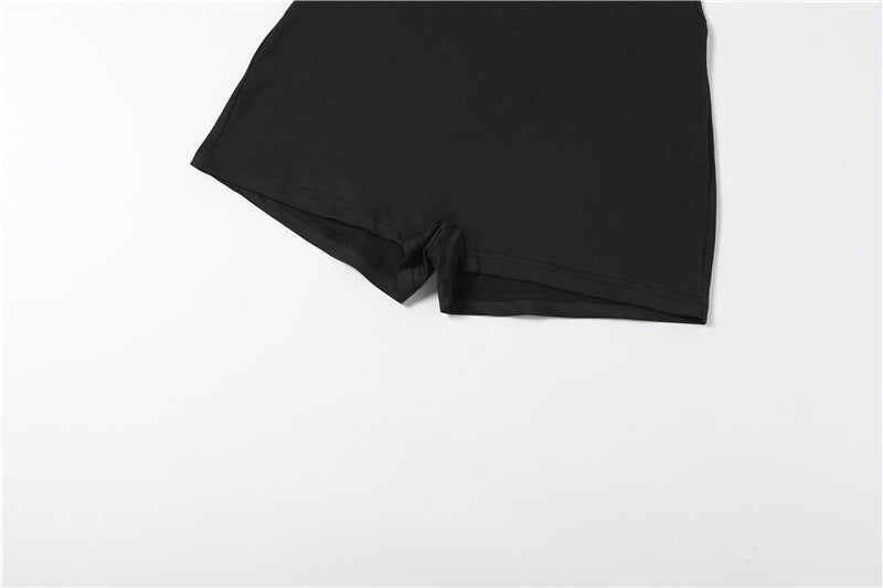 High-Neck Backless Mock Thong Romper