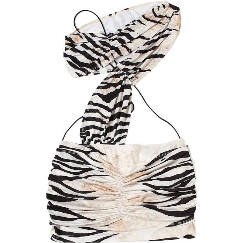 Wild Side Zebra Print Asymmetric Mini Dress