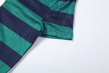 Striped Polo Collar Varsity Crop & Short Set
