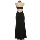 Metallic Mesh Tassel Cutout Evening Gown