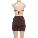 Chocolate Keyhole Fringe Bodycon Mini Dress