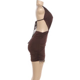 Chocolate Keyhole Fringe Bodycon Mini Dress