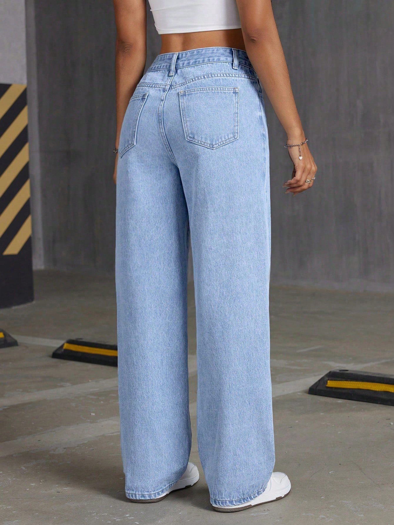Rhinestone Butterfly Wide-Leg Jeans
