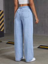 Rhinestone Butterfly Wide-Leg Jeans