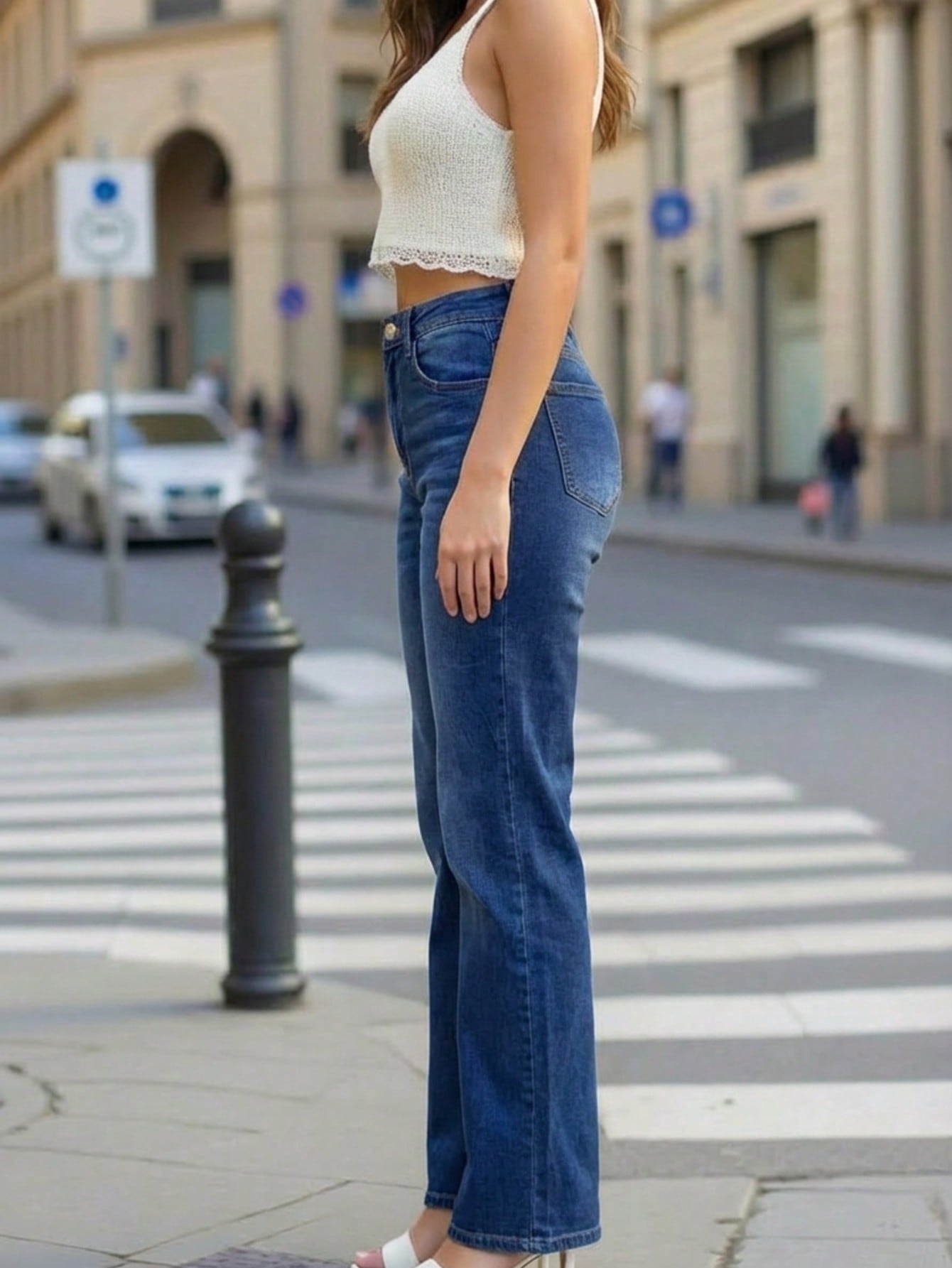 Classic High-Rise Medium Wash Straight Jeans