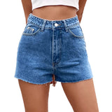 Classic High-Rise Frayed Black Denim Shorts