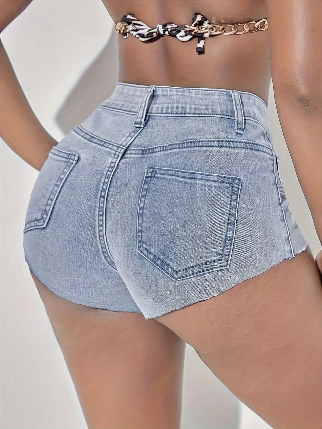 Ultra High-Waist Cheeky Denim Shorts