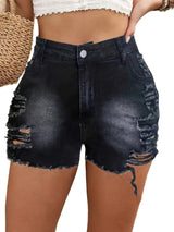 Distressed High-Rise Acid Wash Shorts