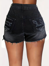 Distressed High-Rise Acid Wash Shorts