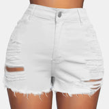 Distressed High-Rise Acid Wash Shorts