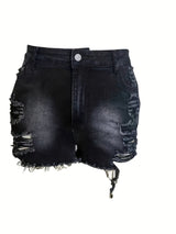 Distressed High-Rise Acid Wash Shorts