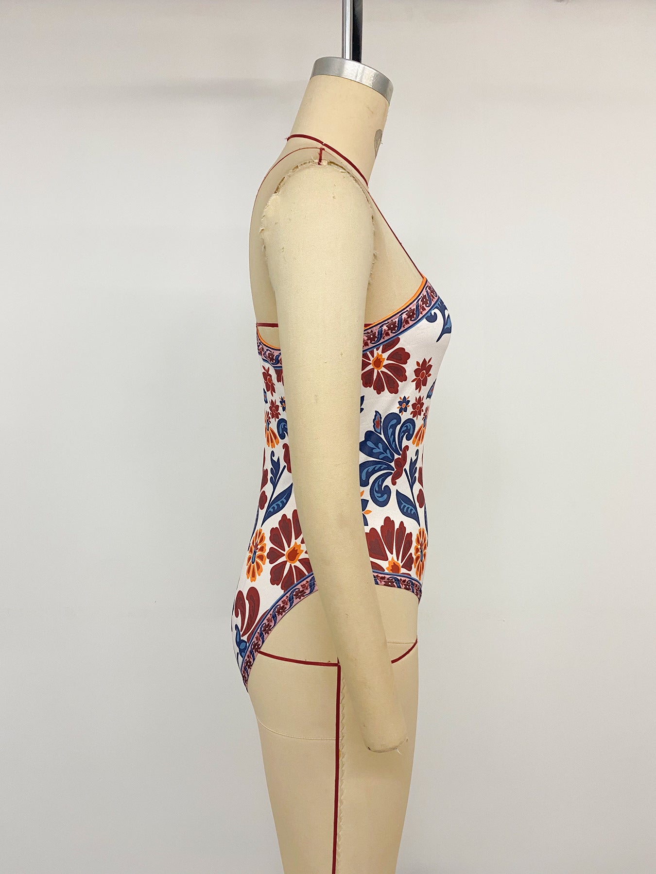 Medallion Print One-Shoulder One-Piece
