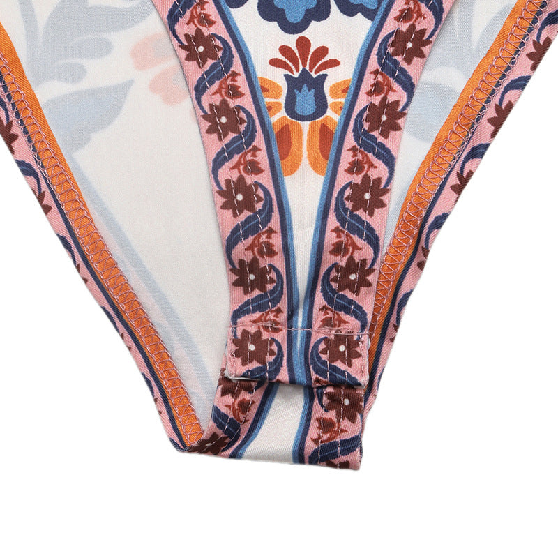 Medallion Print One-Shoulder One-Piece