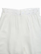Crochet-Trim High-Waisted Wide-Leg Pants