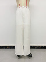 Crochet-Trim High-Waisted Wide-Leg Pants