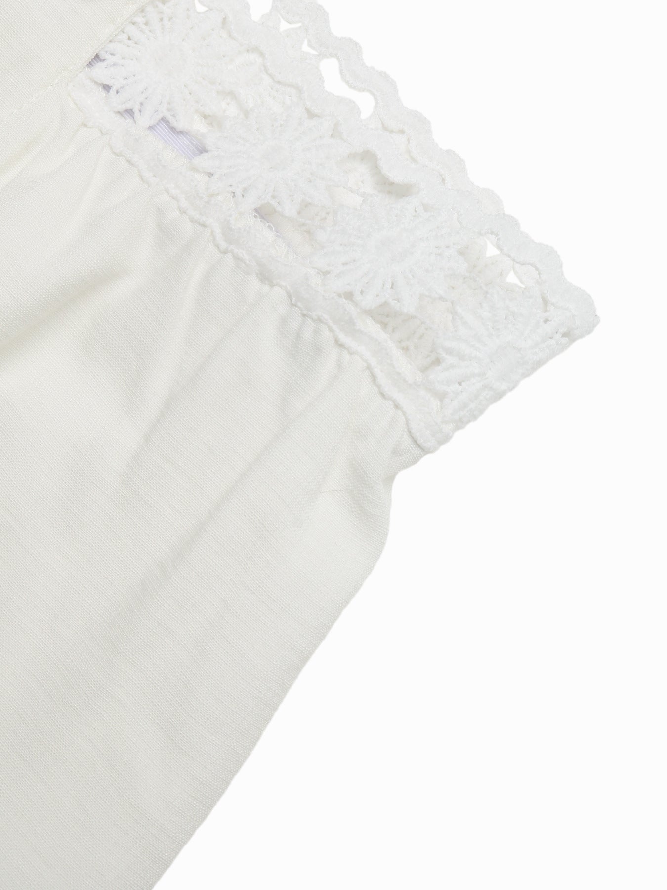 Crochet-Trim High-Waisted Wide-Leg Pants