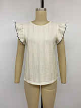 Cable-Knit Textured Ruffle Sleeve Top