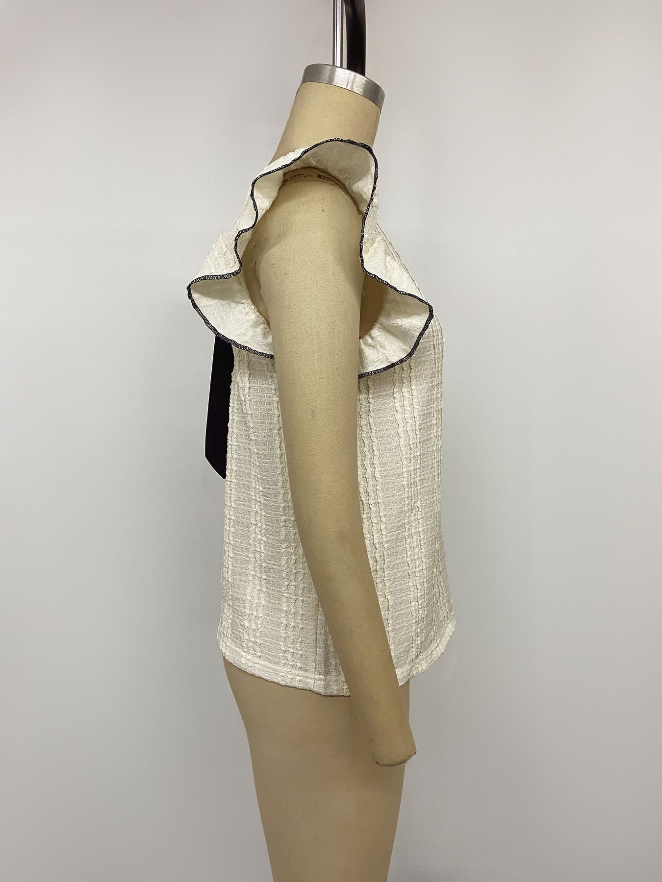 Cable-Knit Textured Ruffle Sleeve Top