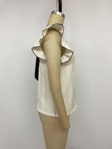 Cable-Knit Textured Ruffle Sleeve Top