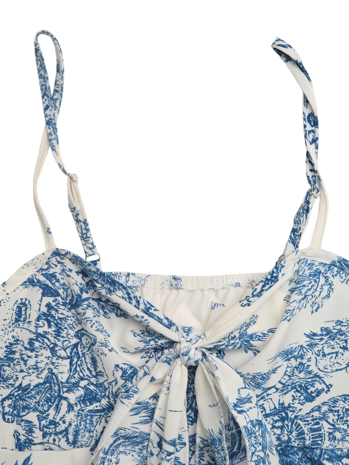 Toile de Jouy Tie-Front Cami Blouse