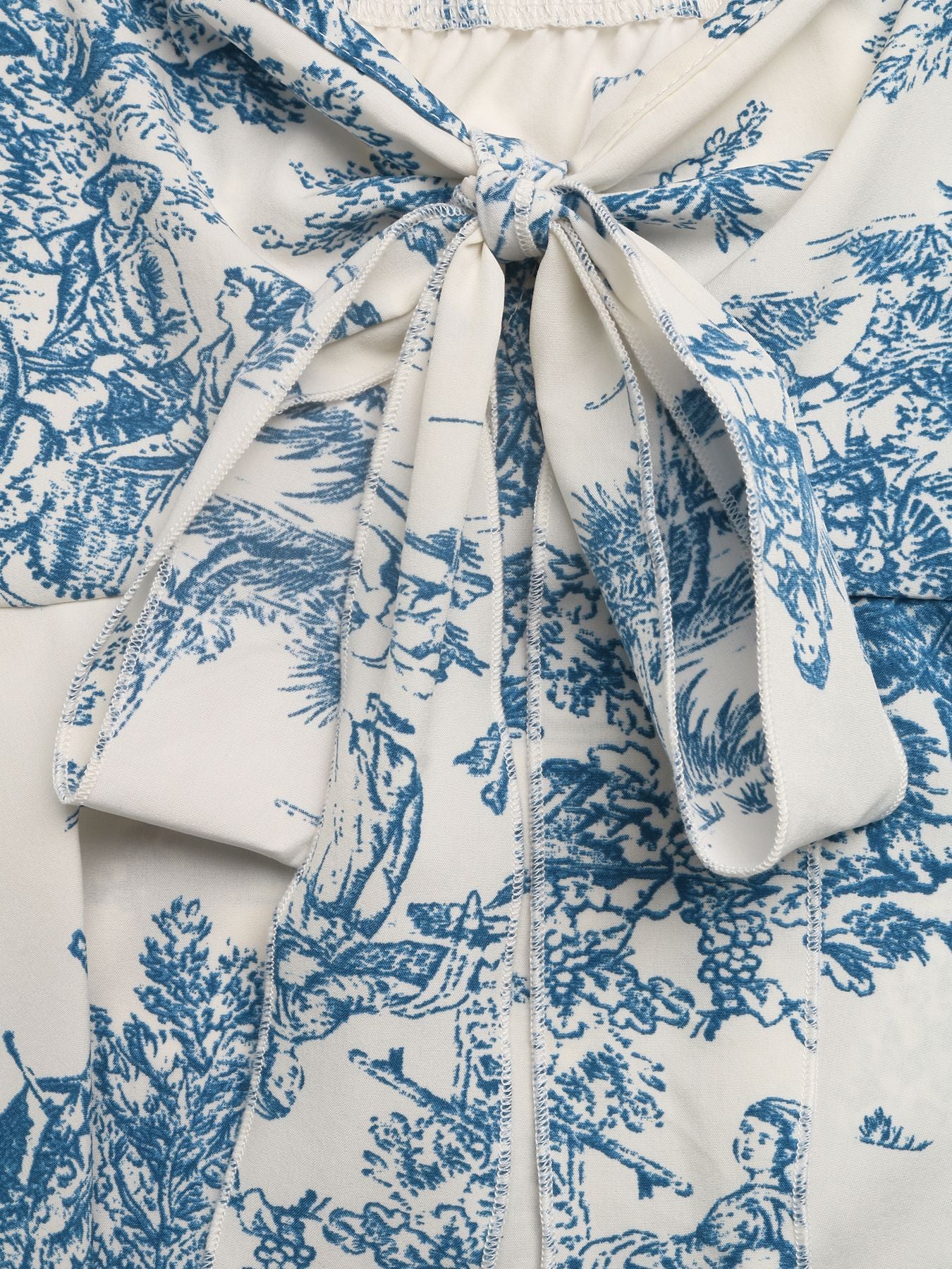 Toile de Jouy Tie-Front Cami Blouse
