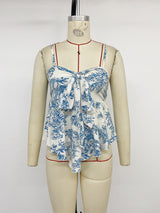 Toile de Jouy Tie-Front Cami Blouse