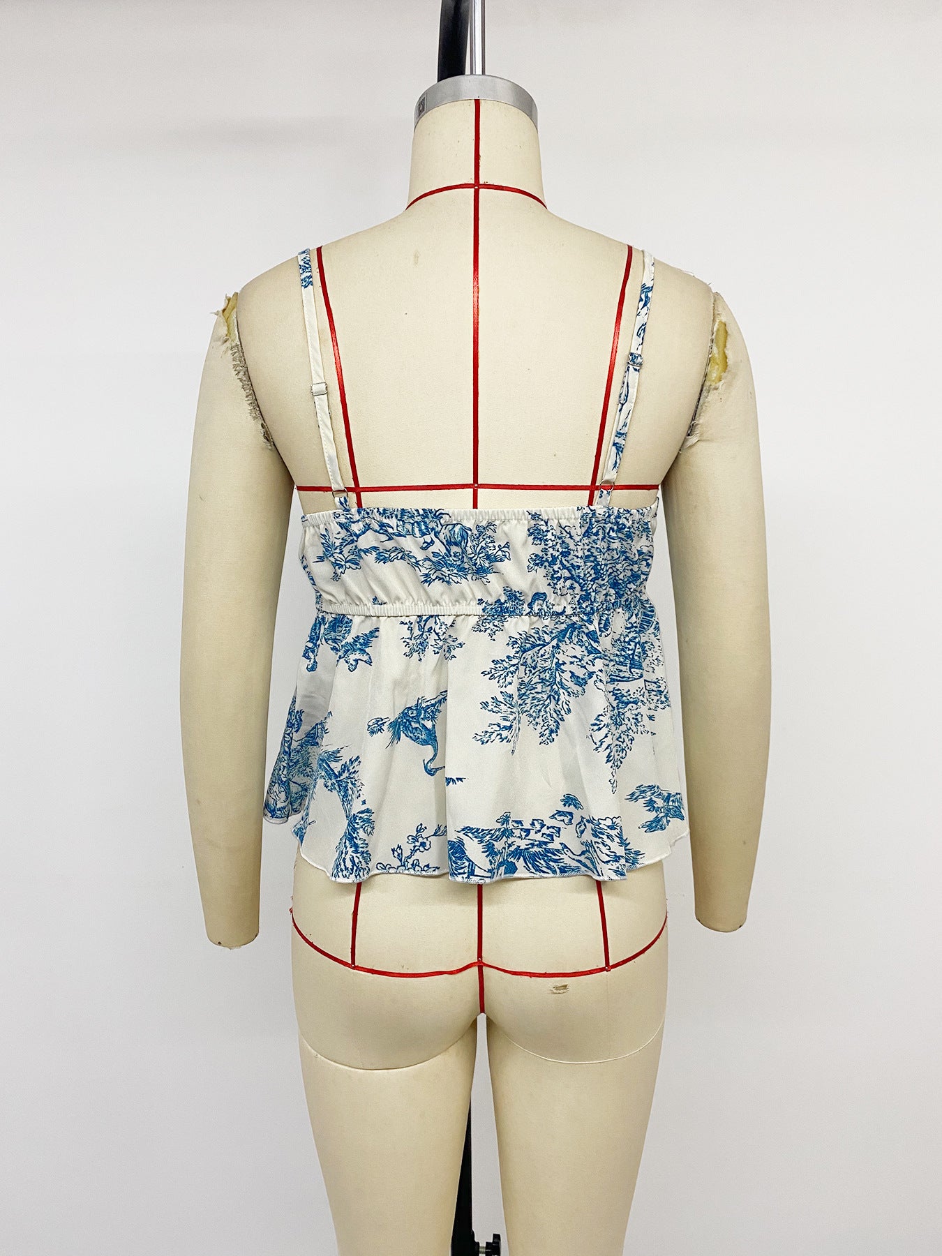 Toile de Jouy Tie-Front Cami Blouse