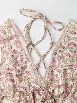 Floral Lace-Trim Tie-Front Mini Dress