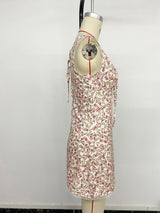 Floral Lace-Trim Tie-Front Mini Dress