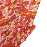 Abstract Warm-Tone Smocked Maxi Dress