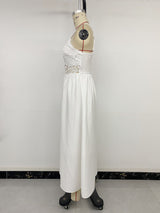 Crochet Lace-Bodice Smocked Maxi Dress