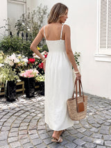 Crochet Lace-Bodice Smocked Maxi Dress