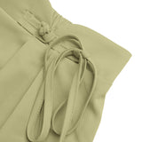 Pleated High-Waisted Tie-Belt Shorts