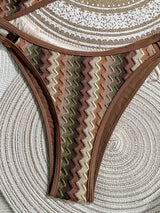 Earthy Chevron Knit High-Cut Bikini Bottom