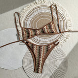Earthy Chevron Knit High-Cut Bikini Bottom