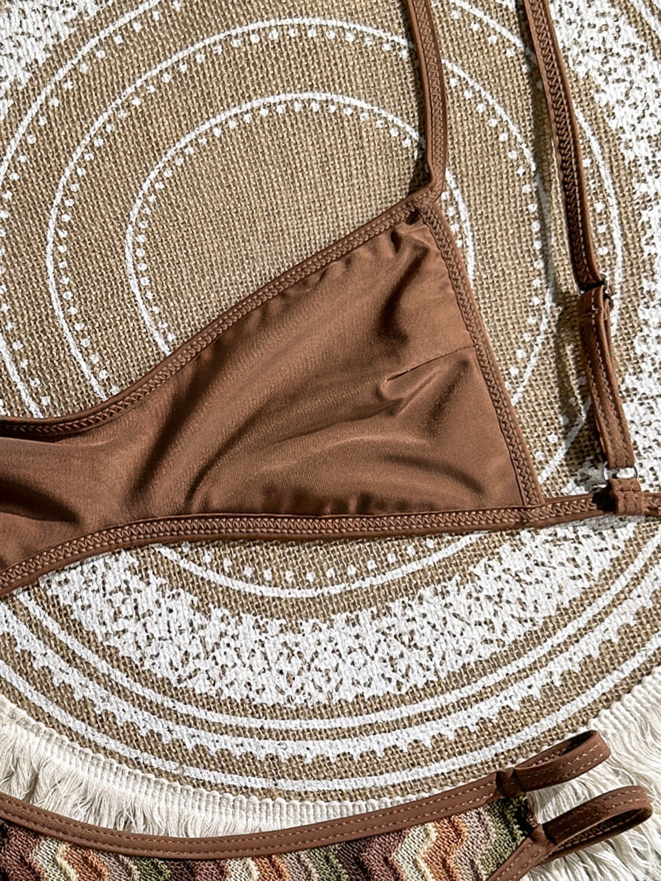 Earthy Chevron Knit High-Cut Bikini Bottom