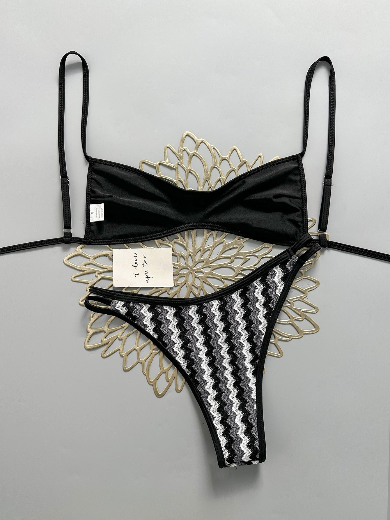 Earthy Chevron Knit High-Cut Bikini Bottom