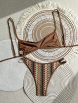 Earthy Chevron Knit High-Cut Bikini Bottom
