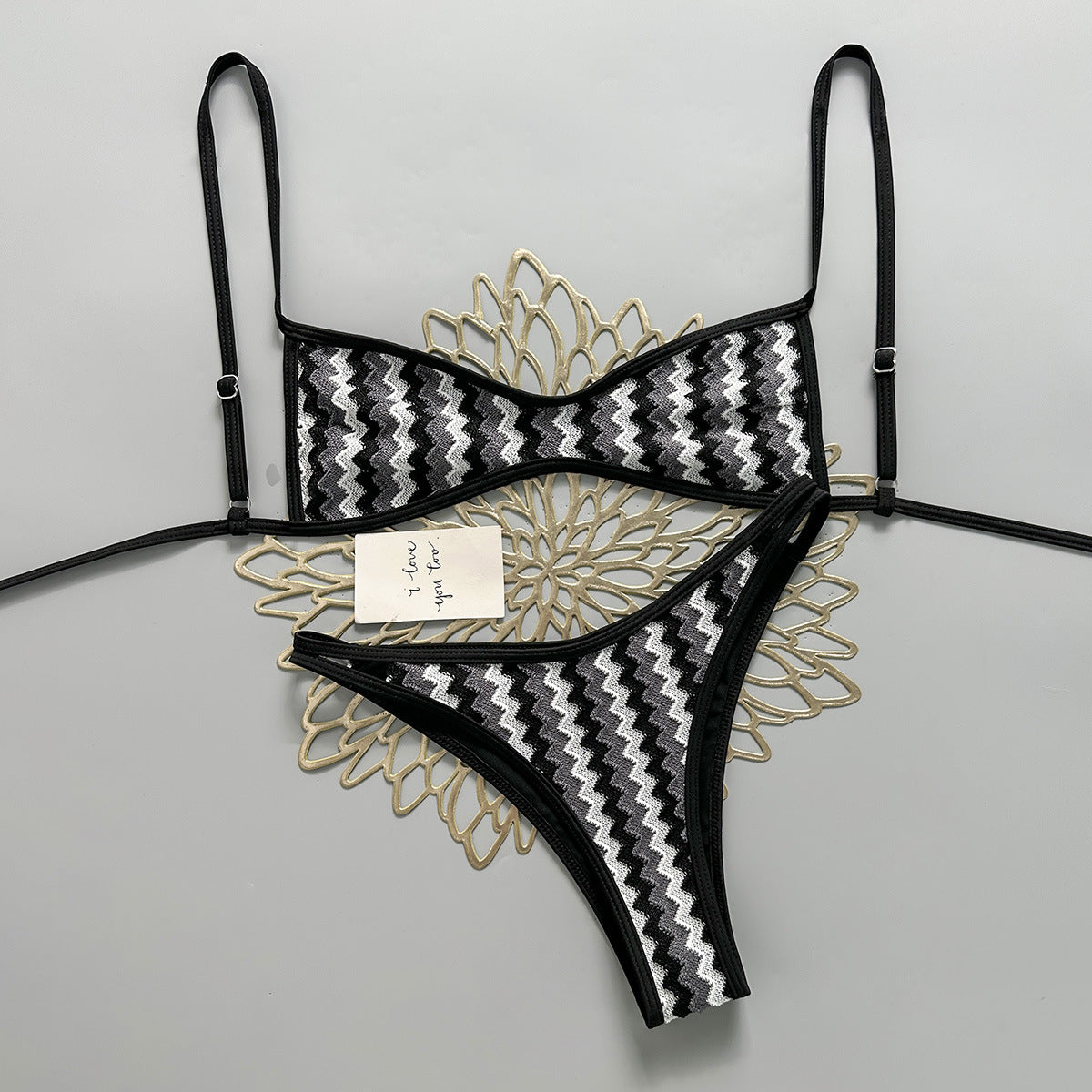 Earthy Chevron Knit High-Cut Bikini Bottom